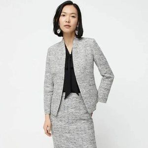 J. Crew Collarless Cropped “Going Out” Open Front Tweed Blazer